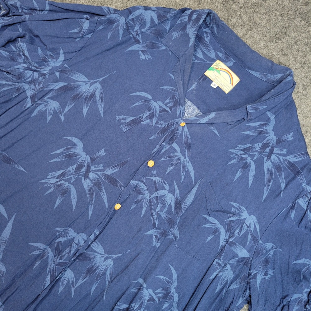 Vintage Paradise Found Shirt Mens 2XL Blue Hawaiian Bamboo Made In Hawaii Resort